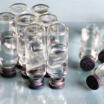 transparent vials of hyaluronic acid